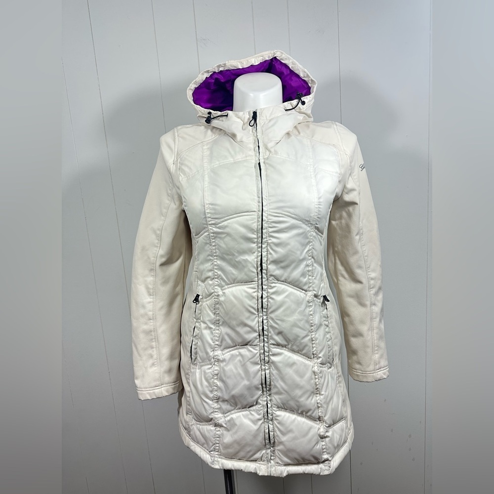 Vintage Guess Jacket Womens Sz L White Ivory Lined Y2K 🔥 Windbreaker Hooded